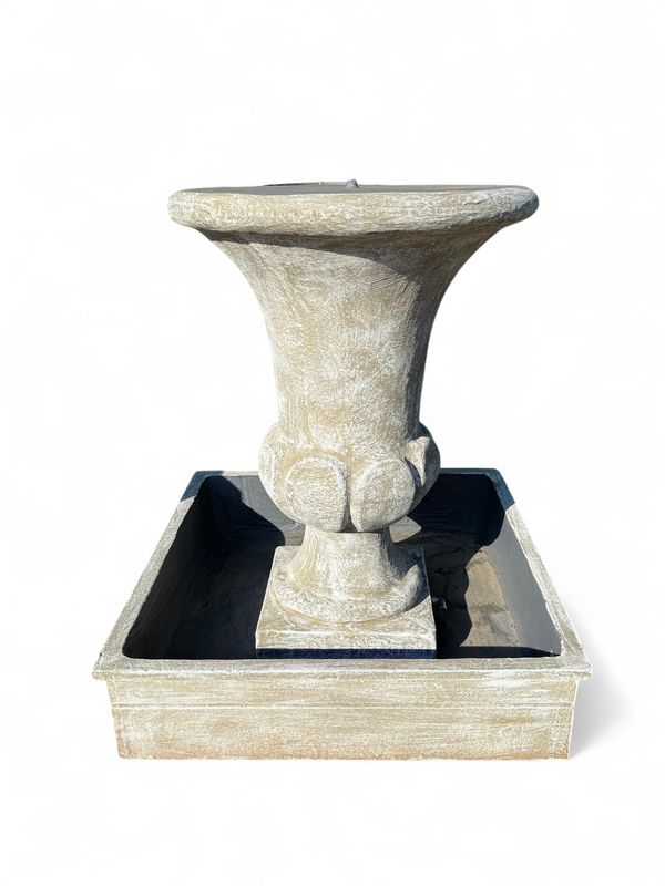 Joshua Urn Lid Fountain Whitewash Finish with Square Bowl Medium H1000mm-Bowl 850mm x 850mm  (Excluding Pump)