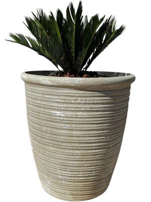 Louvre Pot Extra Large Whitewash Finish - H640mm -W600mm -Mouth 580mm - 33kg