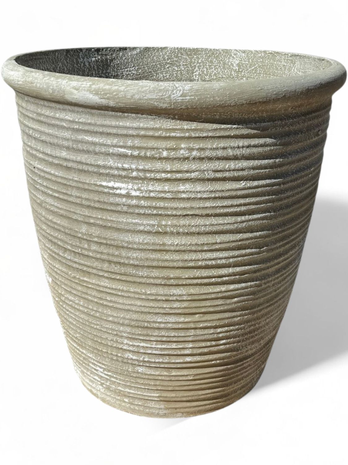 Louvre Pot Extra Large Whitewash Finish - H640mm -W600mm -Mouth 580mm - 33kg