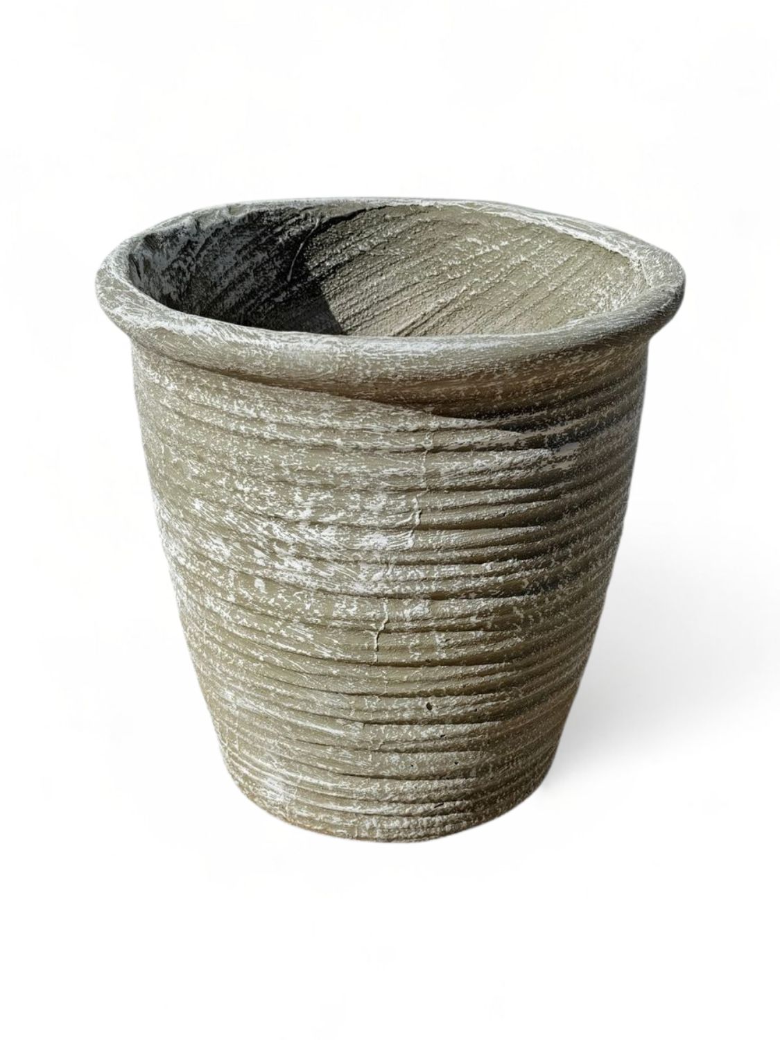 Louvre Pot Medium Whitewash Finish - H320mm x W300mm - Mouth 280mm - 8kg
