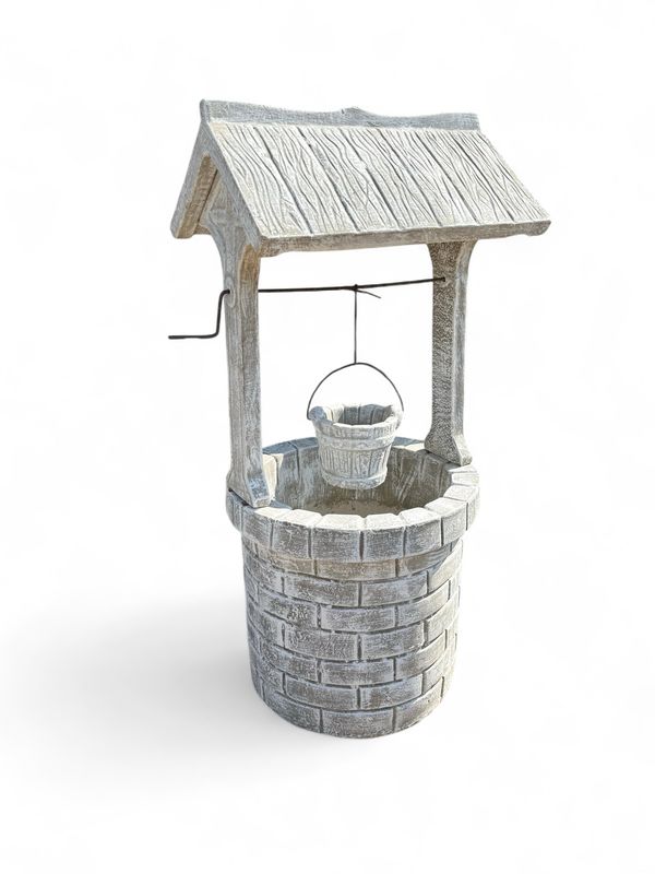 Wishing Well Large Fountain Whitewash Finish - H1480mm x W700mm - 227kg