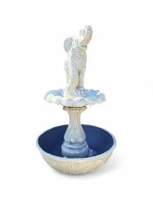 Elephant Fountain in Bowl Whitewash Finish H1720mm-Bowl- W800mm-Bowl H360mm