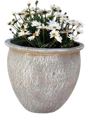 Andries Pot Round Small Whitewash Finish - H250mm - 6kg