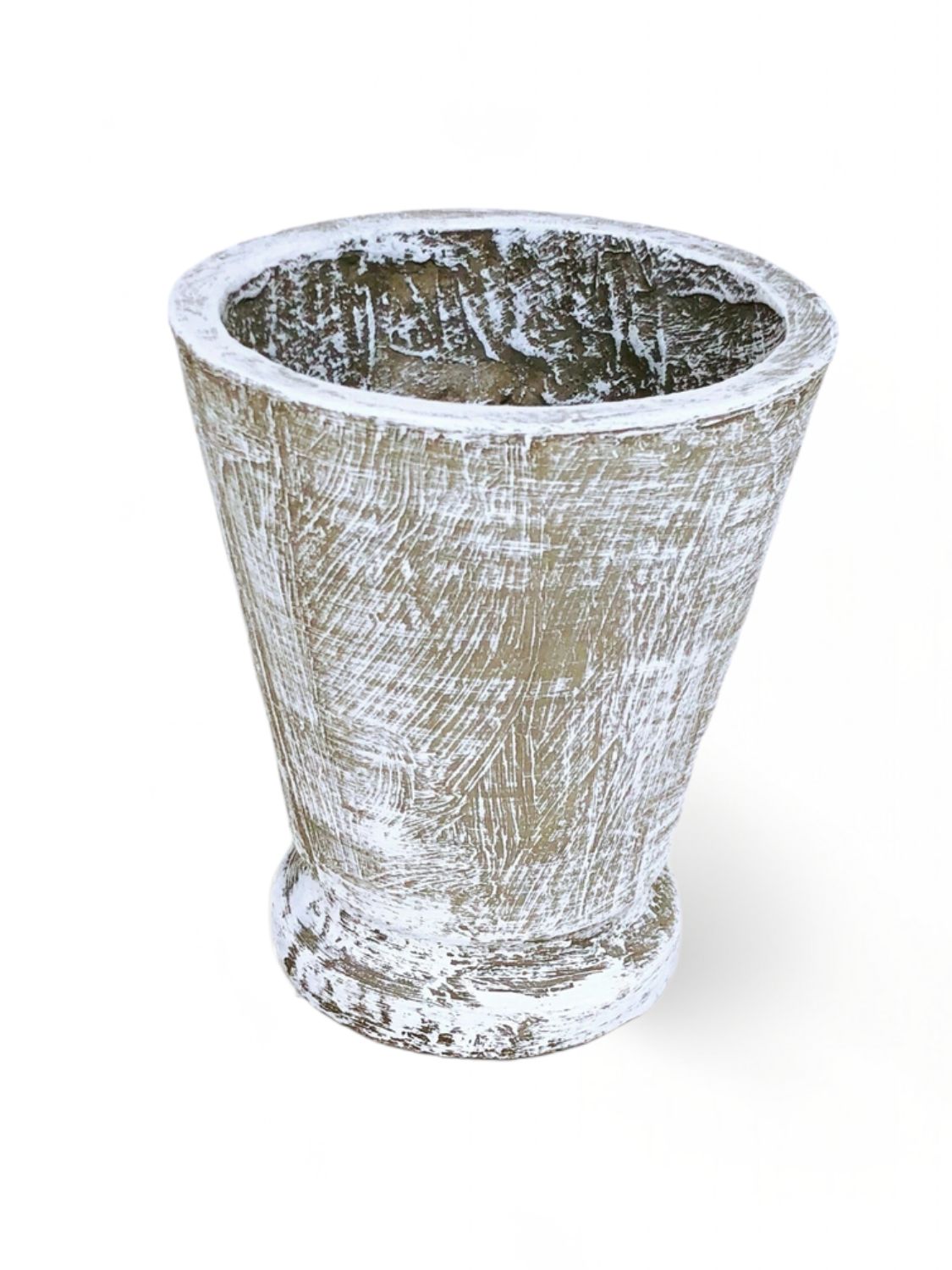 Edden Pot Small Whitewash Finish - H250mm x W220mm - 4kg