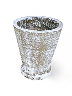 Edden Pot Small Whitewash Finish - H250mm x W220mm - 4kg