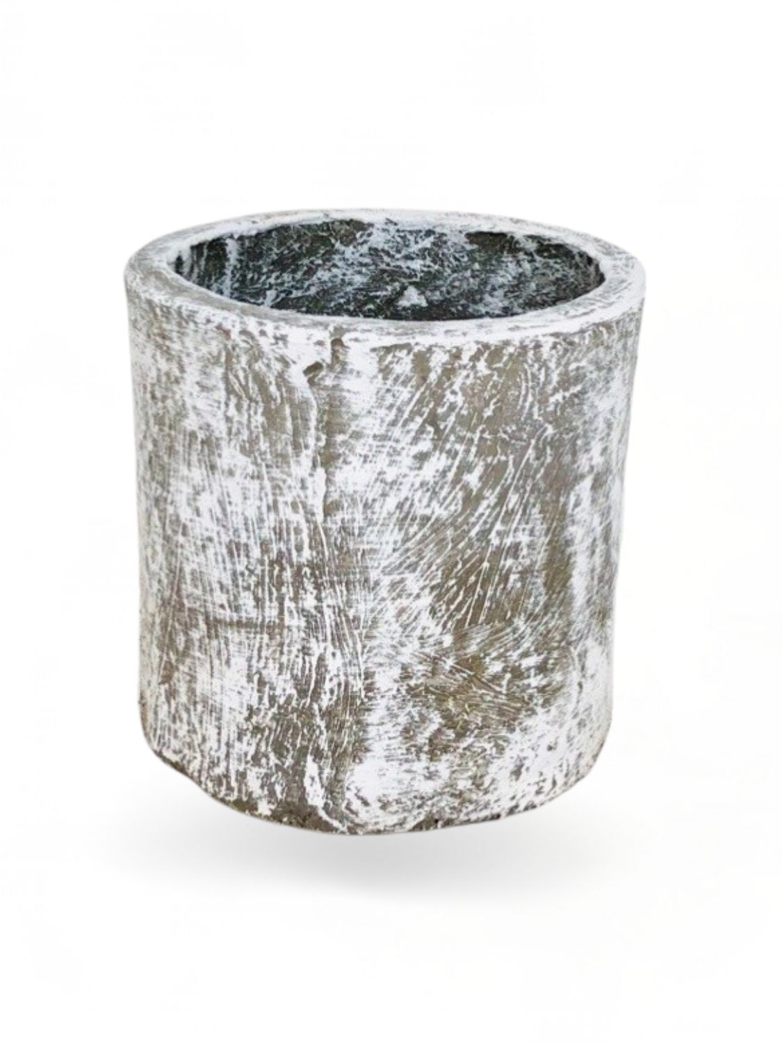 Cylinder Pot Small Whitewash Finish - H200mm x W200mm - 3kg
