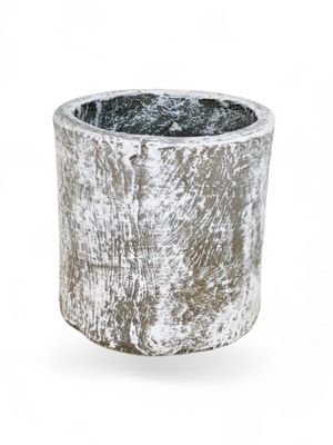 Cylinder Pot Small Whitewash Finish - H200mm x W200mm - 3kg