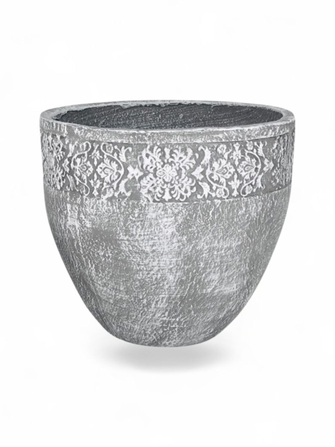 Atlas Pot Small Whitewash Finish - H260mm x W300mm - 6kg
