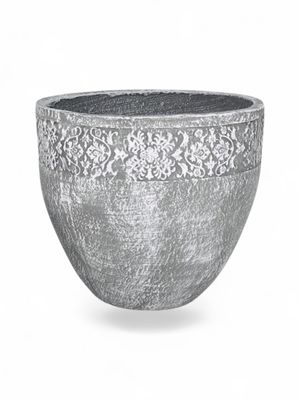 Atlas Pot Small Whitewash Finish - H260mm x W300mm - 6kg
