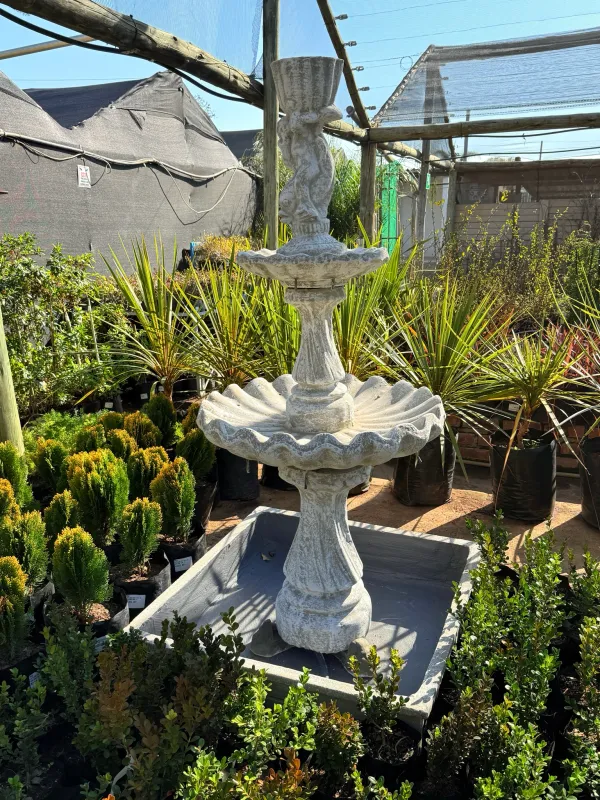 Square Fountain Bowl Whitewash Finish Water Feature Medium Whitewash Finish - H1700-Bowl-H200mm-Bowl-W805mm (Excluding Pump)