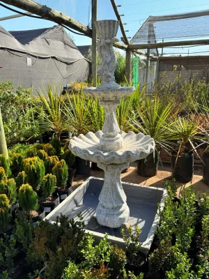 Square Fountain Bowl Whitewash Finish Water Feature Medium Whitewash Finish - H1700-Bowl-H200mm-Bowl-W805mm (Excluding Pump)