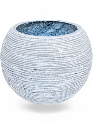 Hope Round Pot with Small Stripes Whitewash Finish - H320mm x W380mm - 11kg