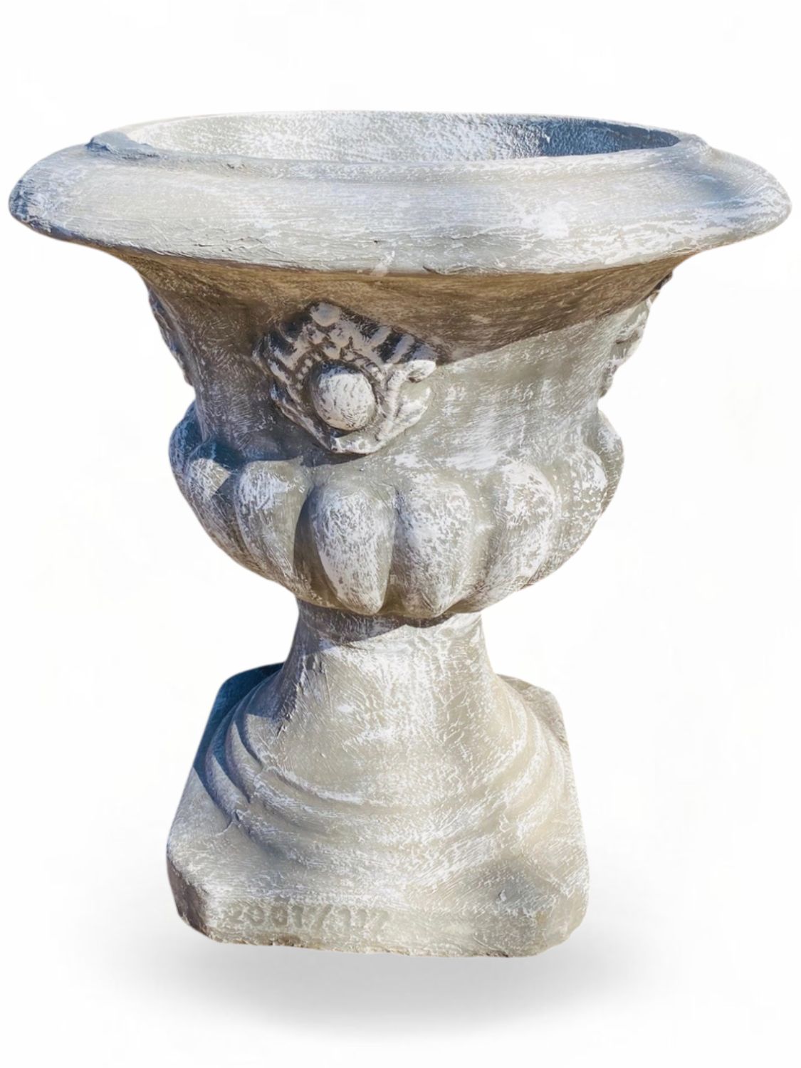Baroque Vase Large Whitewash Finish - H700mm x Top W620mm x Base W400mm   - 56kg