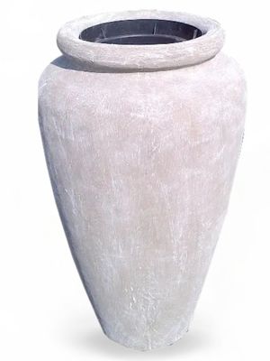 Ansie Vase with Liner Whitewash Finish - H980mm x W600mm - 50kg