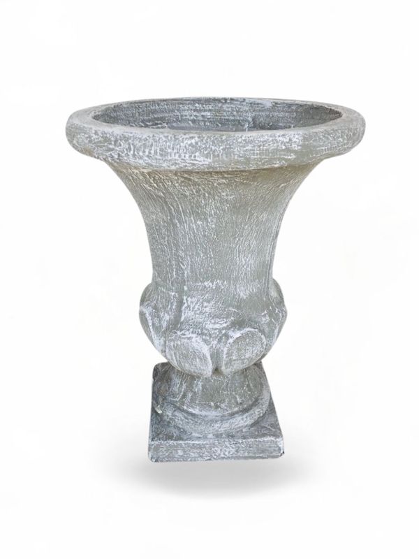 Joshua Urn Small Whitewash Finish - H700mm x W Top 520mm x W Base 280mm - 25kg