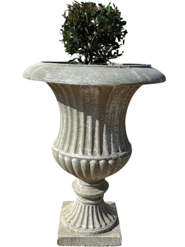 Sabrina Urn Whitewash Finish - H880mm- - W670mm-Mouth480mm x W Foot Piece 310mm - 49kg