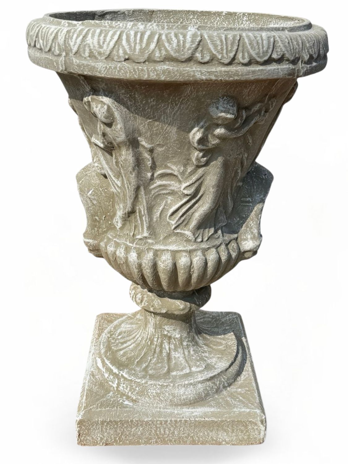 Dancing Ladies Scroll Urn Whitewash Finish - H860mm x W550mm - 58kg