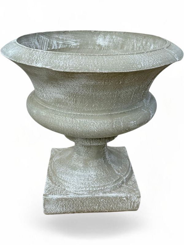 Angelica Urn Whitewash Finish - H650mm x W530mm x Base 400mm - 49kg