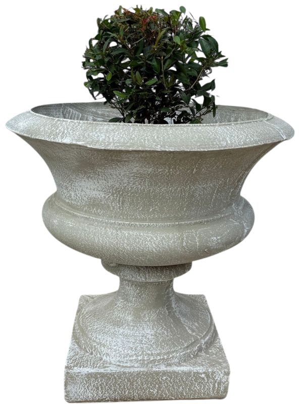 Angelica Urn Whitewash Finish - H650mm x W530mm x Base 400mm - 49kg