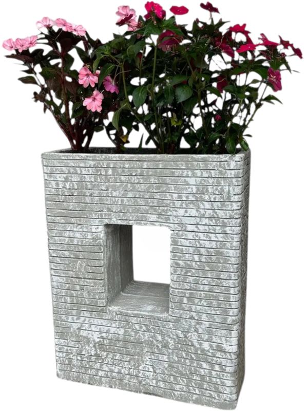 Designer Planter With Hole Whitewash Finish H770mm x L625mm x W260mm