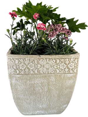 Aero Pot Large Whitewash Finish - H420mm x W400mm - L280mm 14kg
