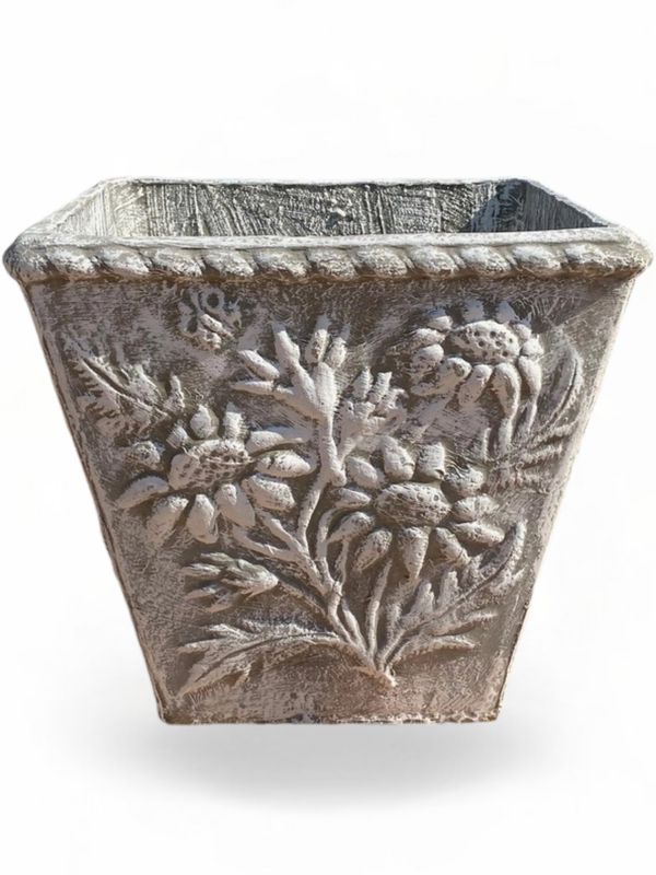 Sunflower Pot Medium Whitewash Finish - H510mm x W530mm - 33kg