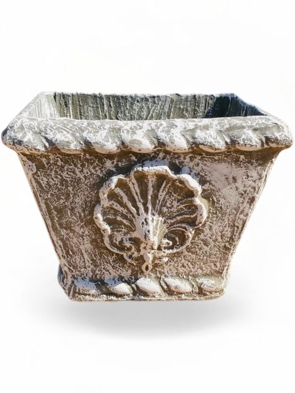 Shell Planter Small Whitewash Finish - H206mm x W350mm - 13kg