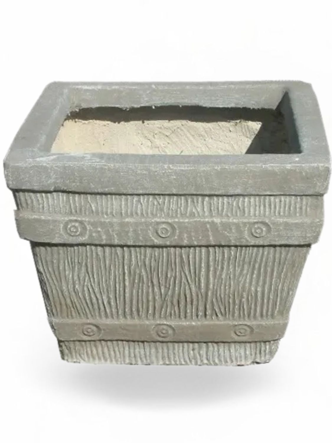 Square Sleeper Pot Large Whitewash Finish - L600mm x H500mm - 41kg