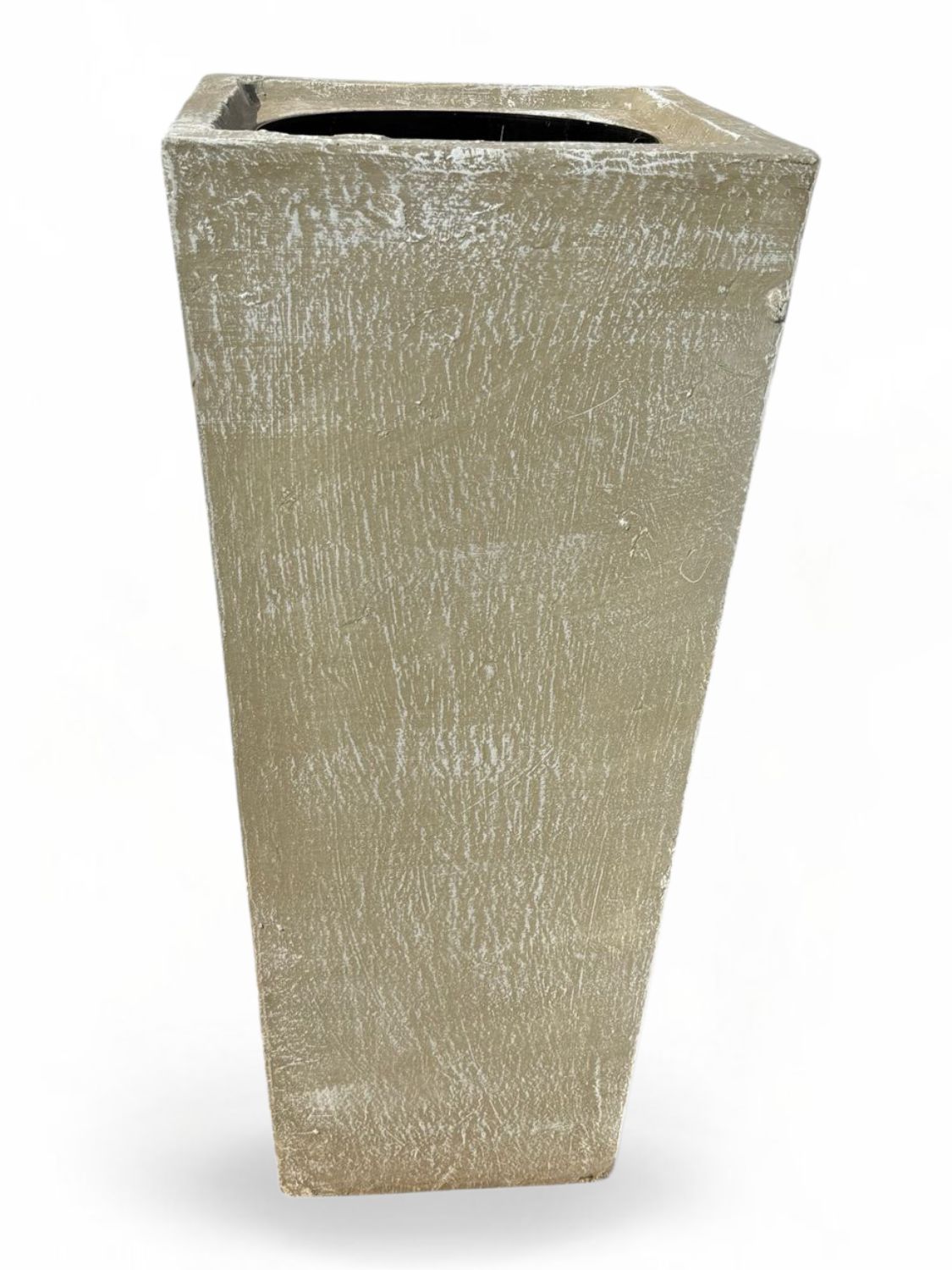 Square Slim Pot with Liner Large Whitewash Finish - L901mm x W420 - 60kg