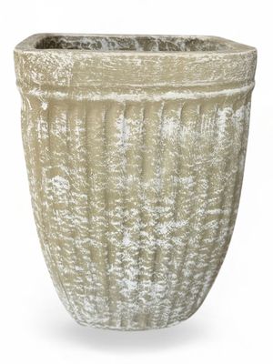Square Stripe Pot Medium Whitewash Finish - H410mm x W305mm - 13kg