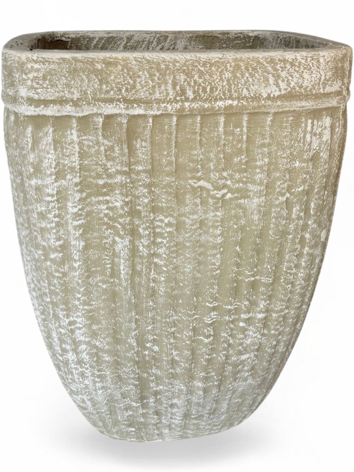 Square Stripe Pot Large Whitewash Finish - H540mm x W410mm - 24kg