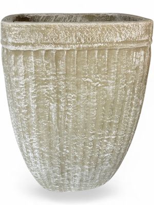 Square Stripe Pot Large Whitewash Finish - H540mm x W410mm - 24kg