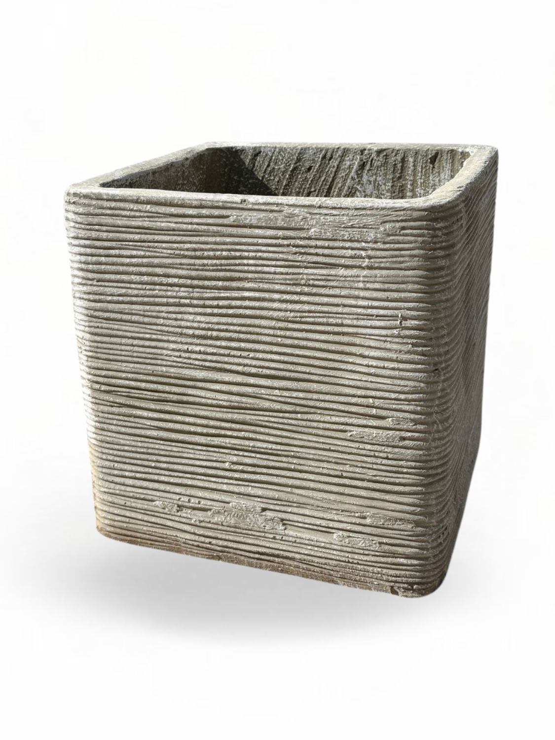 Braided Square Planter Medium Whitewash Finish - H300mm x W300mm - 10kg