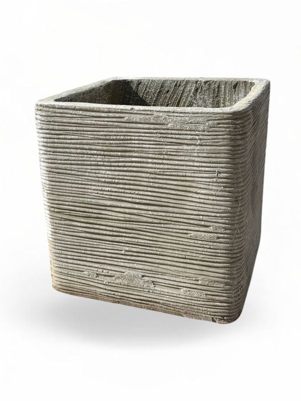 Braided Square Planter Medium Whitewash Finish - H300mm x W300mm - 10kg