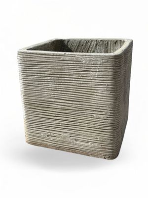 Braided Square Planter Medium Whitewash Finish - H300mm x W300mm - 10kg