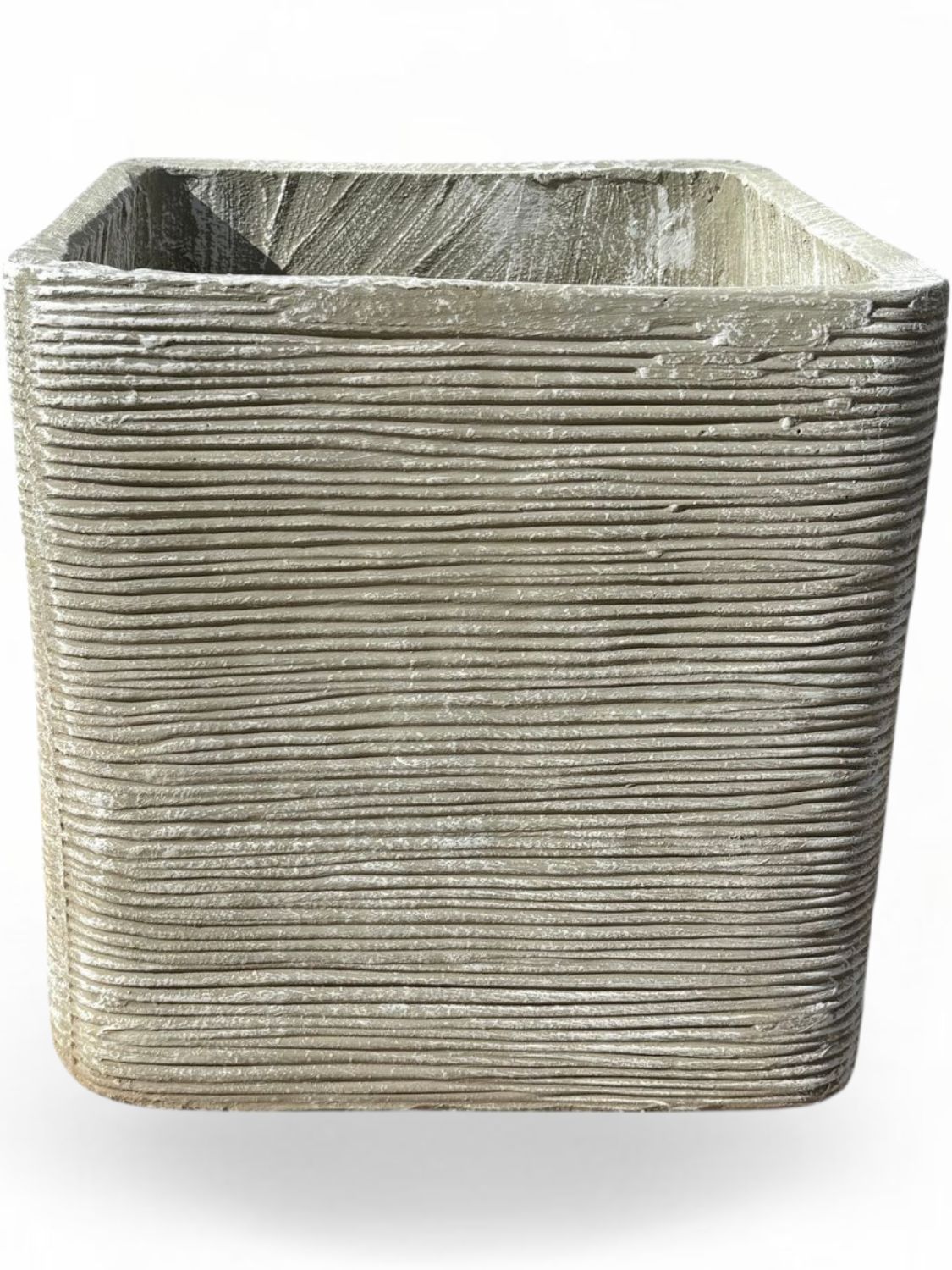 Braided Square Planter Large Whitewash Finish - H400mm x W400mm - 24kg