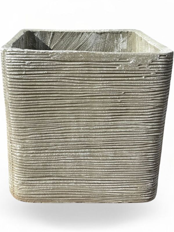 Braided Square Planter Large Whitewash Finish - H400mm x W400mm - 24kg