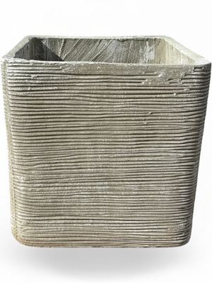 Braided Square Planter Large Whitewash Finish - H400mm x W400mm - 24kg