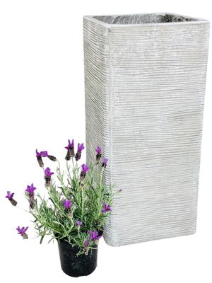 Braided Pillar Pot Large Whitewash Finish - H580mm x W260mm - 20kg