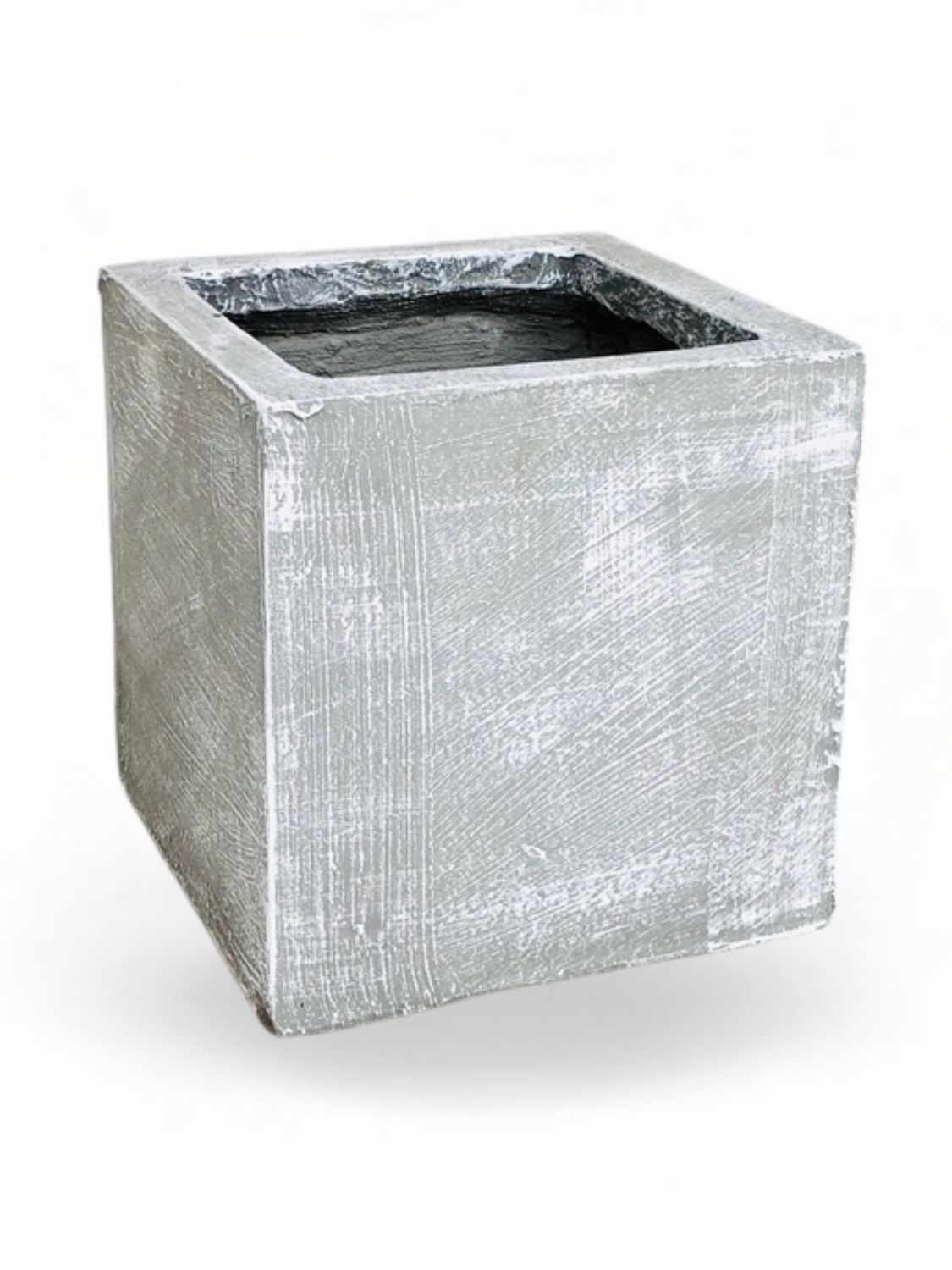 Ondela Square Pot Medium Whitewash Finish - H300mm x L300mm x W300mm - 15kg