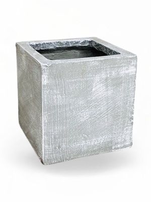 Ondela Square Pot Medium Whitewash Finish - H300mm x L300mm x W300mm - 15kg