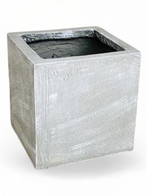 Ondela Square Pot Large Whitewash Finish - H400mm x L400mm x W400mm - 25kg