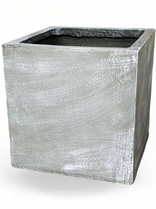 Ondela Square Pot Extra Large Whitewash Finish - H500mm x L500mm x W500mm - 45kg