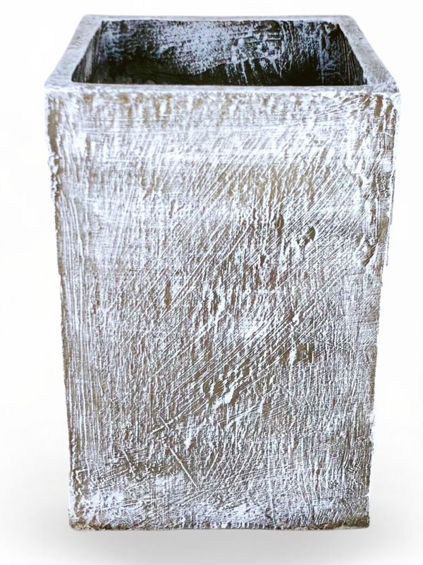 Square Plain Planter Whitewash Finish - H540mm x W350mm - 20kg