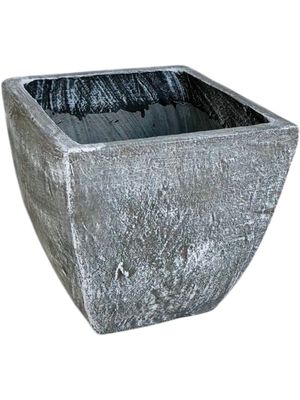 Square Bulge Cactus Pot Medium Whitewash Finish - H300mm x W300mm - 10kg