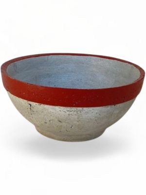Peace Bowl 2 Large Cement and Red Stripe Finish - H130mm x W300mm - 3kg