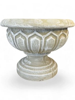 Verona Planter Small Whitewash Finish H270mm x W340mm x Pedestal (foot) 210mm
