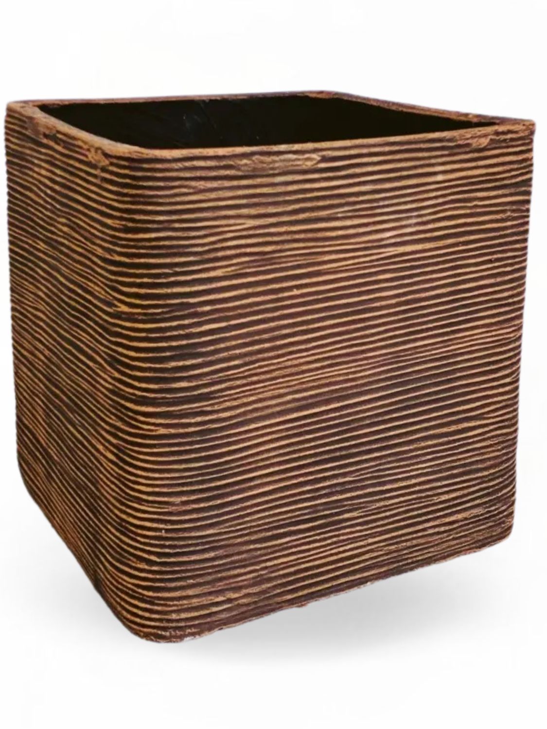Braided Square Planter Large Mecca Brown Finish - H400mm x W400mm - 24kg
