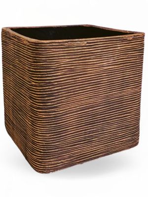 Braided Square Planter Large Mecca Brown Finish - H400mm x W400mm - 24kg