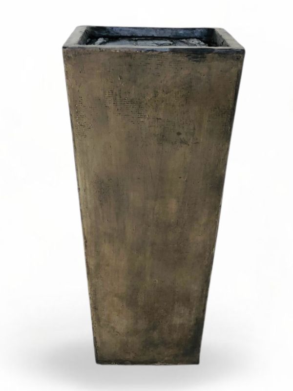 Square Slim Pot Medium Weathered Brown Finish - H702mm - 26kg